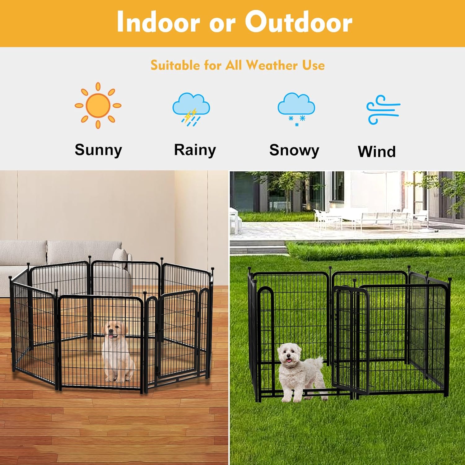 Getlay Dog Playpen 36 Inch 14 Panels, Dog Play Pen Indoors, Garden Fence for Yard, Total 31 Ft(l) Black Dog Pen Wide Door Low Threshold, Be Suitable for Camping Garden Yard