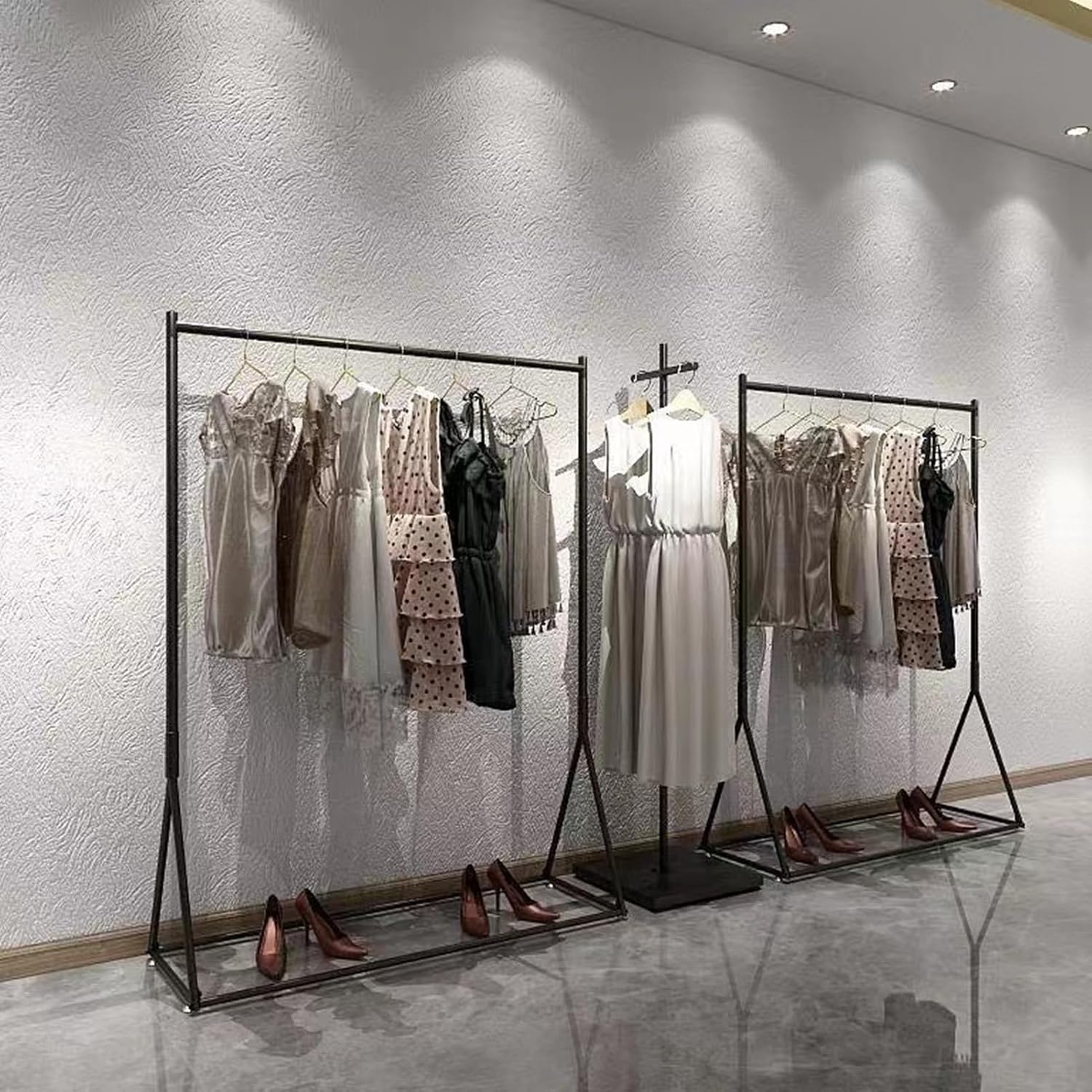 Heavy Duty Coat Rack, Garment Rack Commercial Metal Clothes Rail Heavy Duty Clothing Hanging Display Rack Freestanding Clothes Stand for Bedrooms and Boutiques Easy to Assemble (120X40X160CM)