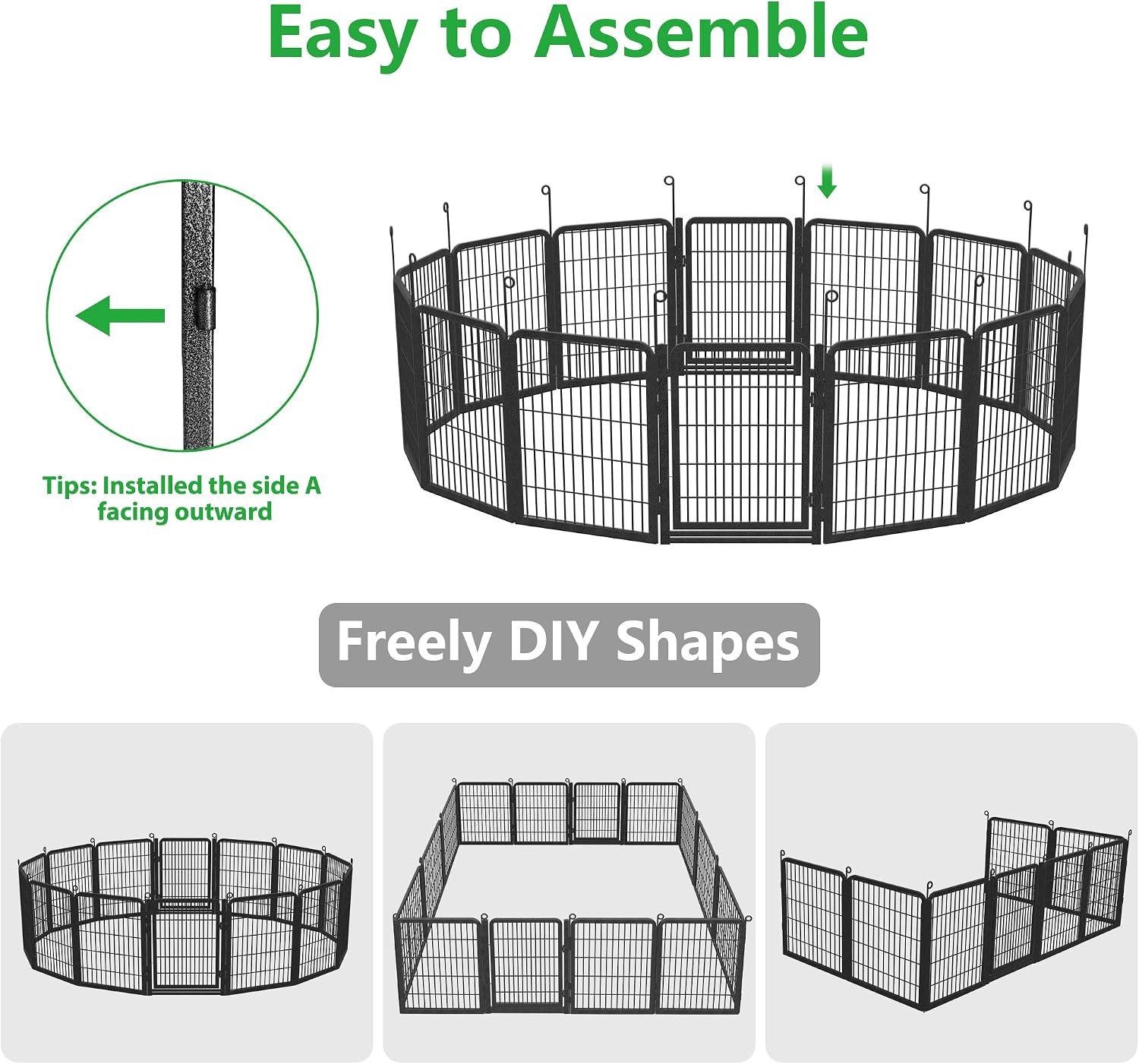 Dog Playpen Outdoor, 32' Height 20 Panels Pet Fence with Low Threshold Full Gate, Large Dog Fence Outdoor for Yard, Heavy Duty Pet Playpen Metal Play Pen Fence for RV Camping