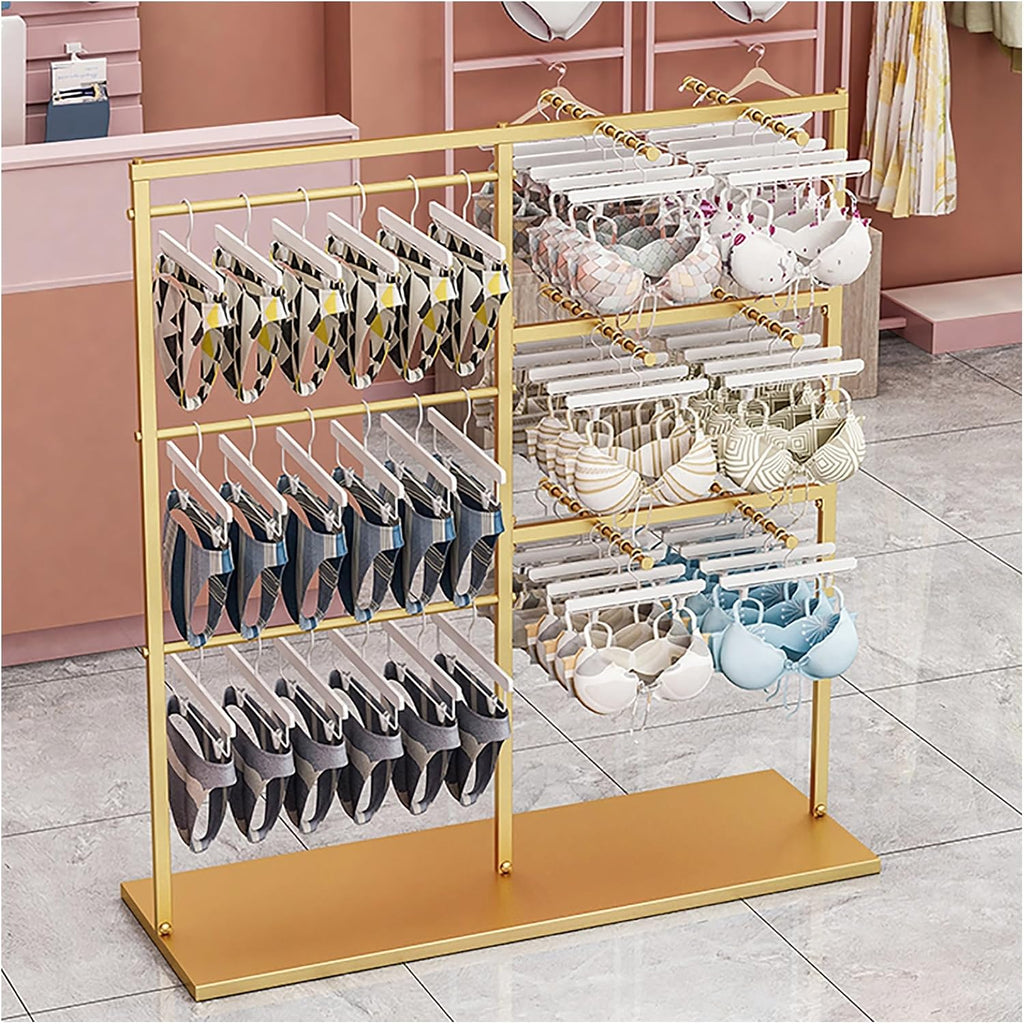 Coat Rack Stand, Metal Garment Rack, Creative Gold Underwear Shorts Shelf, Free-Standing Retail Display Clothes Racks, Underwear Display Stands,Commercial Shelves(Gold-150x40x130cm