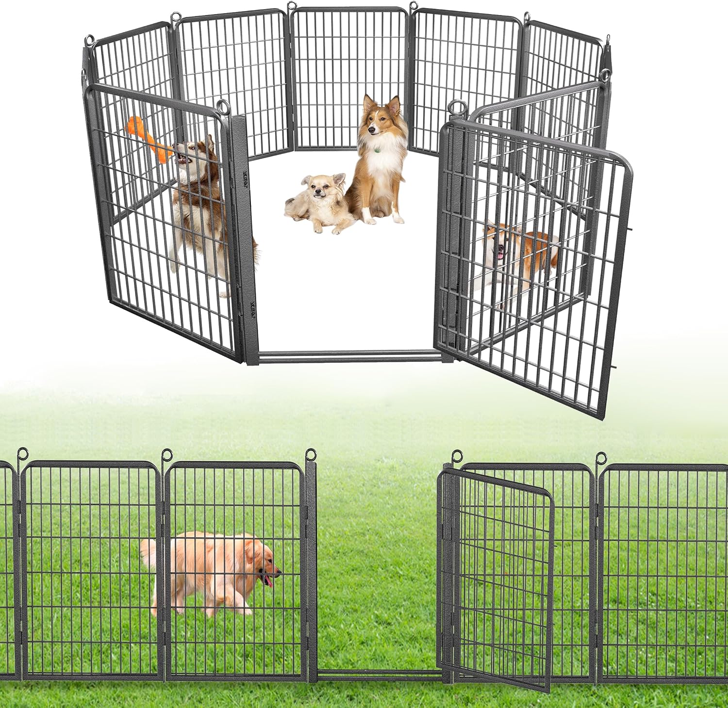 Decorative Garden Fence with Gate, 40 in(H) x 23 ft(L) Rustproof Metal Fence Panels No Dig Fence with Full Panel Gate, Dog Fence Outdoor for Yard, Animal Barrier Garden Fencing for Yard