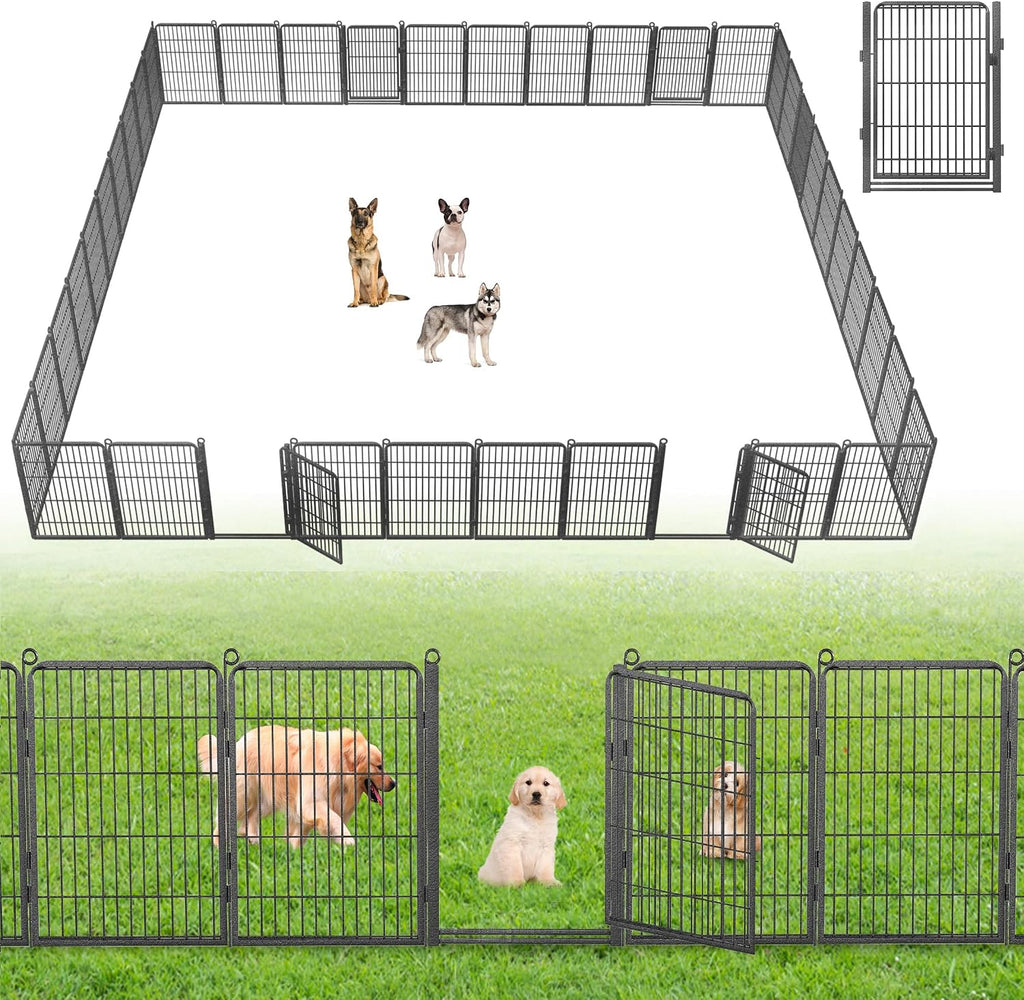 Decorative Garden Fence with Gate, 32 in(H) x 104 ft(L) Rustproof Metal Fence Panels No Dig Fence with Full Panel Gate, Dog Fence Outdoor for Yard, Animal Barrier Garden Fencing for Yard
