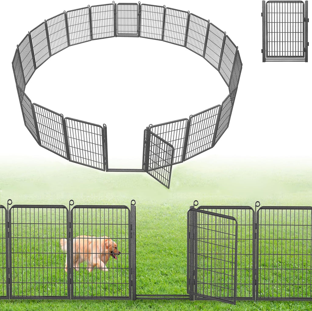 Decorative Garden Fence with Gate, 40 in(H) x 54 ft(L) Rustproof Metal Fence Panels No Dig Fence with Full Panel Gate, Dog Fence Outdoor for Yard, Animal Barrier Garden Fencing for Yard