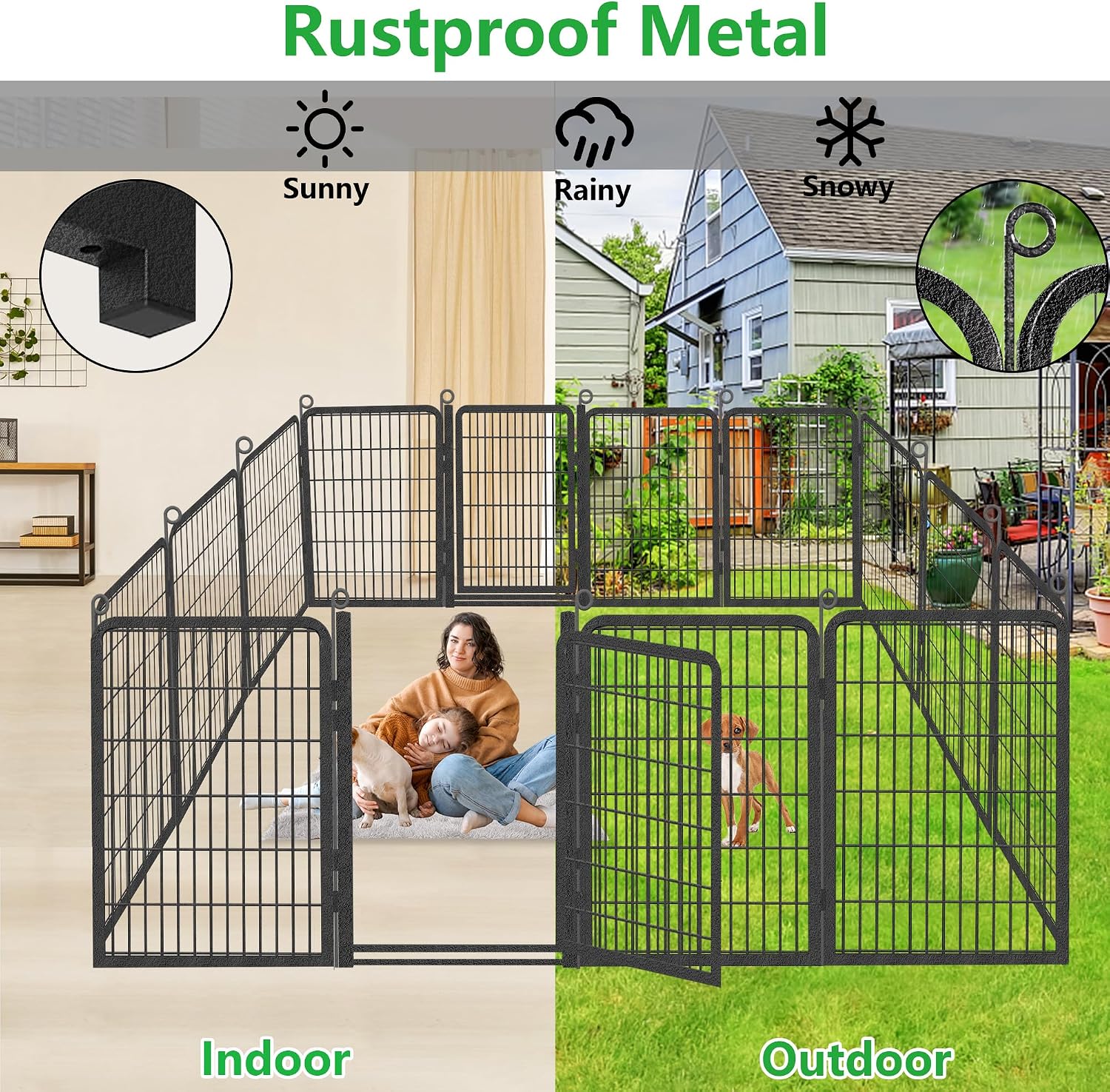 Dog Playpen Outdoor, 40' Height 10 Panels Pet Fence with Low Threshold Full Gate, Large Dog Fence Outdoor for Yard, Heavy Duty Pet Playpen Metal Play Pen Fence for RV Camping