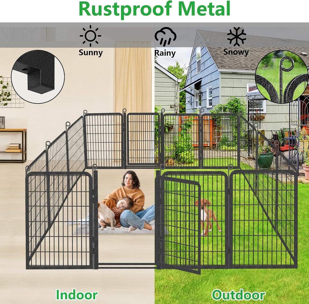 Dog Playpen Outdoor, 40' Height 28 Panels Pet Fence with Low Threshold Full Gate, Large Dog Fence Outdoor for Yard, Heavy Duty Pet Playpen Metal Play Pen Fence for RV Camping