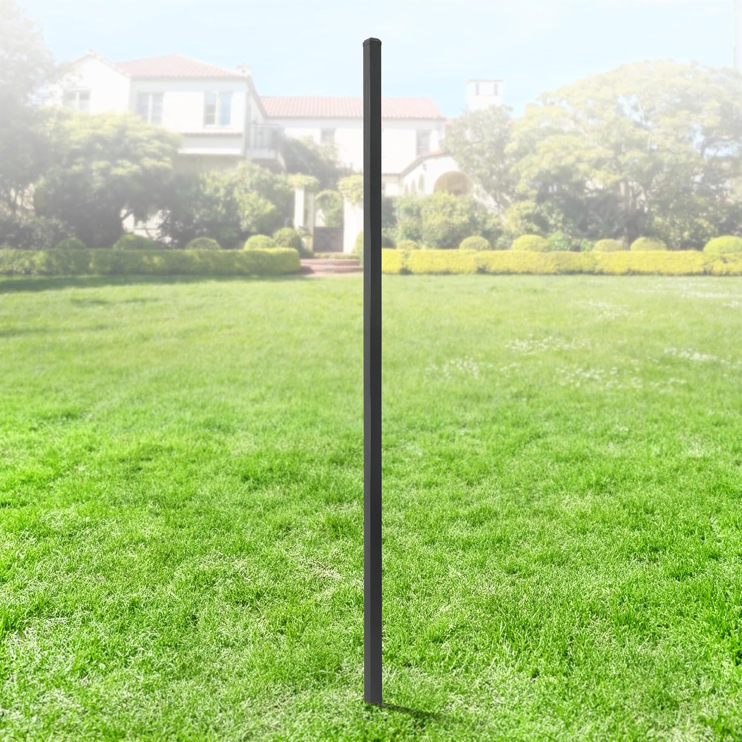 Fencer Wire Heavy Duty 8FT Outdoor Patio Steel Fencing Border Post, 16 Gauge Anti-Rust Metal Fence Post, 2' Diameter Decorative Garden Fence Post