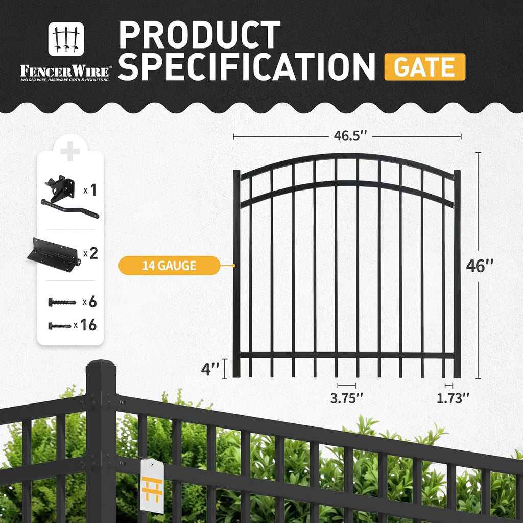Fencer Wire Heavy Duty Arched Decorative Fence Gate, 4FT Height x 4FT Width Outdoor Fence Gate, Outdoor Anti-Rust Metal Steel Gate for Fencing Garden Barrier, with Gate Lock, Pack of 5