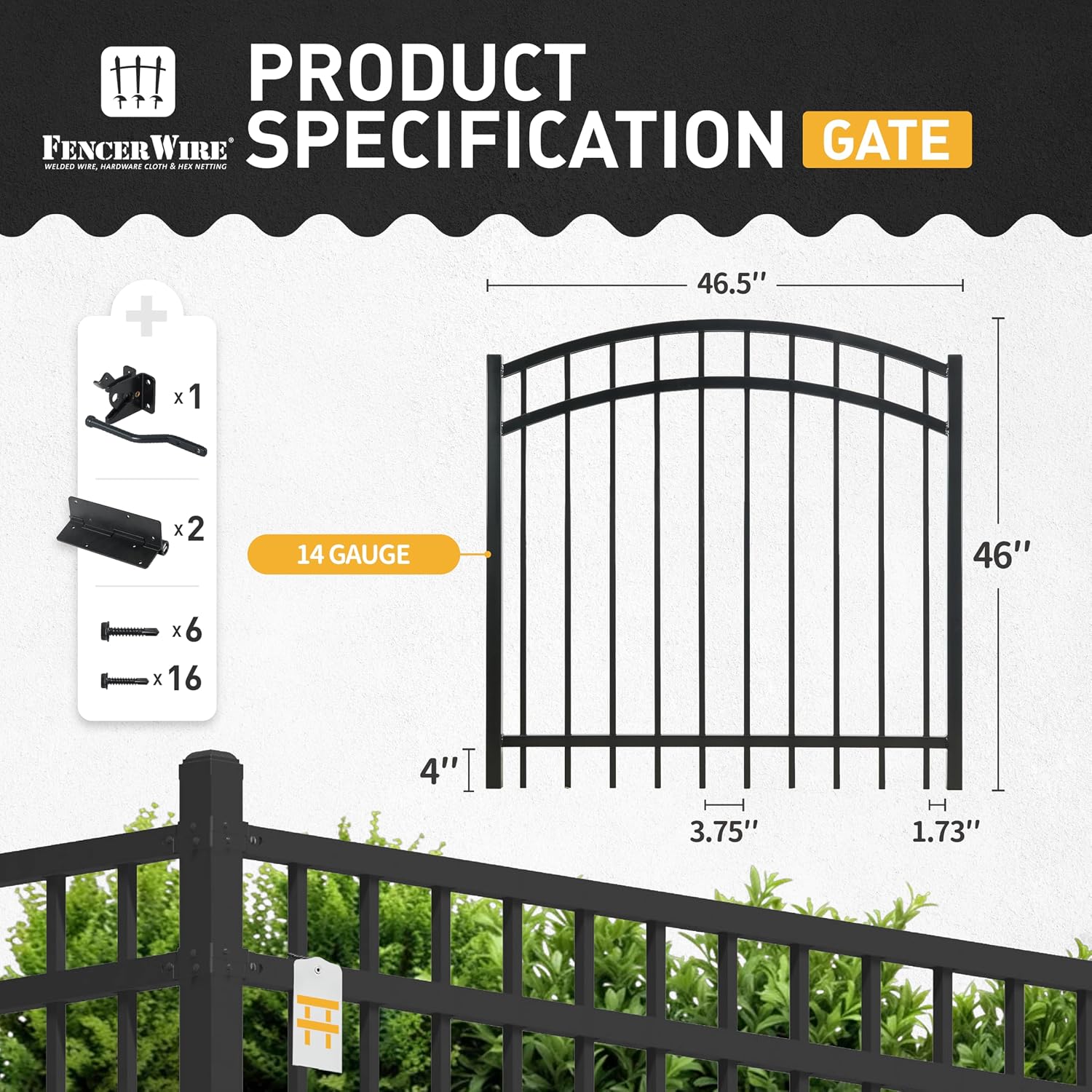 Fencer Wire Heavy Duty Arched Decorative Fence Gate, 4FT Height x 4FT Width Outdoor Fence Gate, Outdoor Anti-Rust Metal Steel Gate for Fencing Garden Barrier, with Gate Lock, Pack of 5