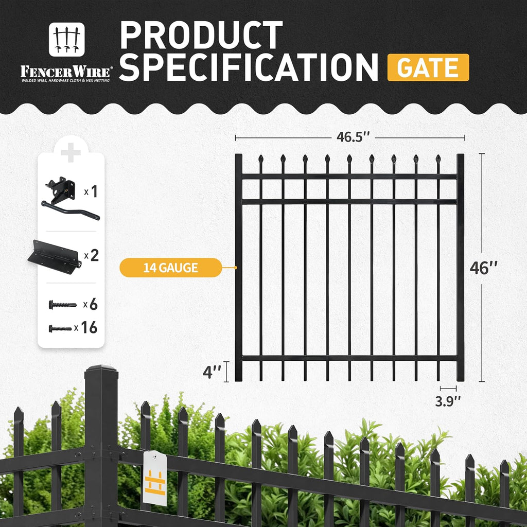 Pinnacle Fence Gate Pack of 5 - Heavy Duty Steel Outdoor Fence Gates, 4FT x 4FT, Anti-Rust, Decorative for Residential, Yard, Pool, Patio