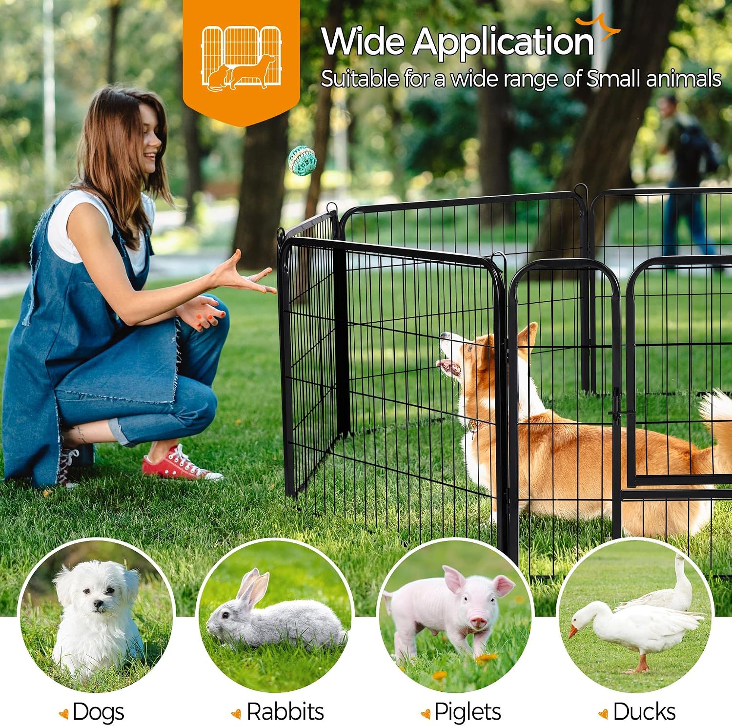Yaheetech Wide Panel Dog Playpen, 16 Panels 24 inch High Pet Pen with Gate, Portable Indoor Outdoor Fence for Small/Medium Breed Dogs