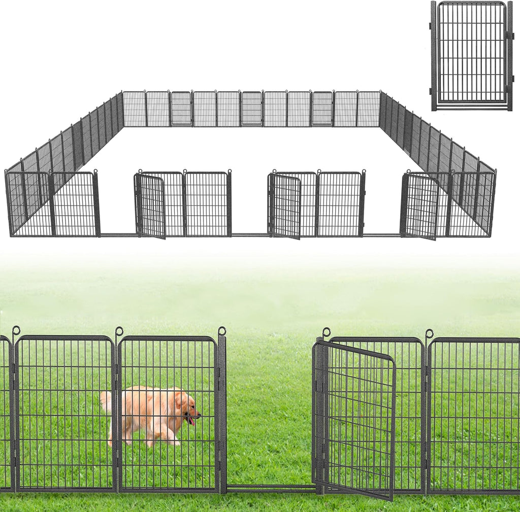 Decorative Garden Fence with Gate, 40 in(H) x 95 ft(L) Rustproof Metal Fence Panels No Dig Fence with Full Panel Gate, Dog Fence Outdoor for Yard, Animal Barrier Garden Fencing for Yard