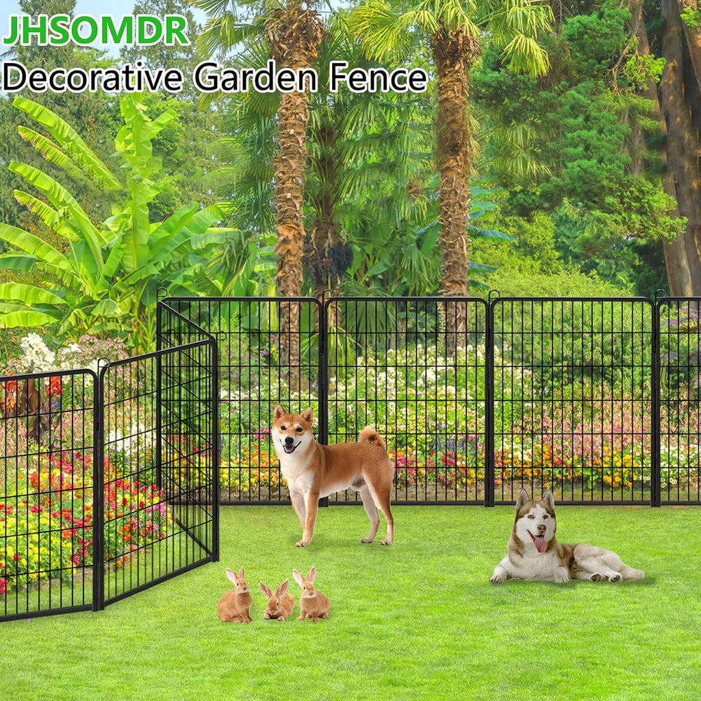 Decorative Metal Garden Fence with Gate Dog Fence Outdoor for Yard, 40in(H) x 37Ft(L) No Dig Fence 14 Panels Fencing for Dogs Animal Barrier Fence Garden Fencing for Yard, Patio, Flower Bed