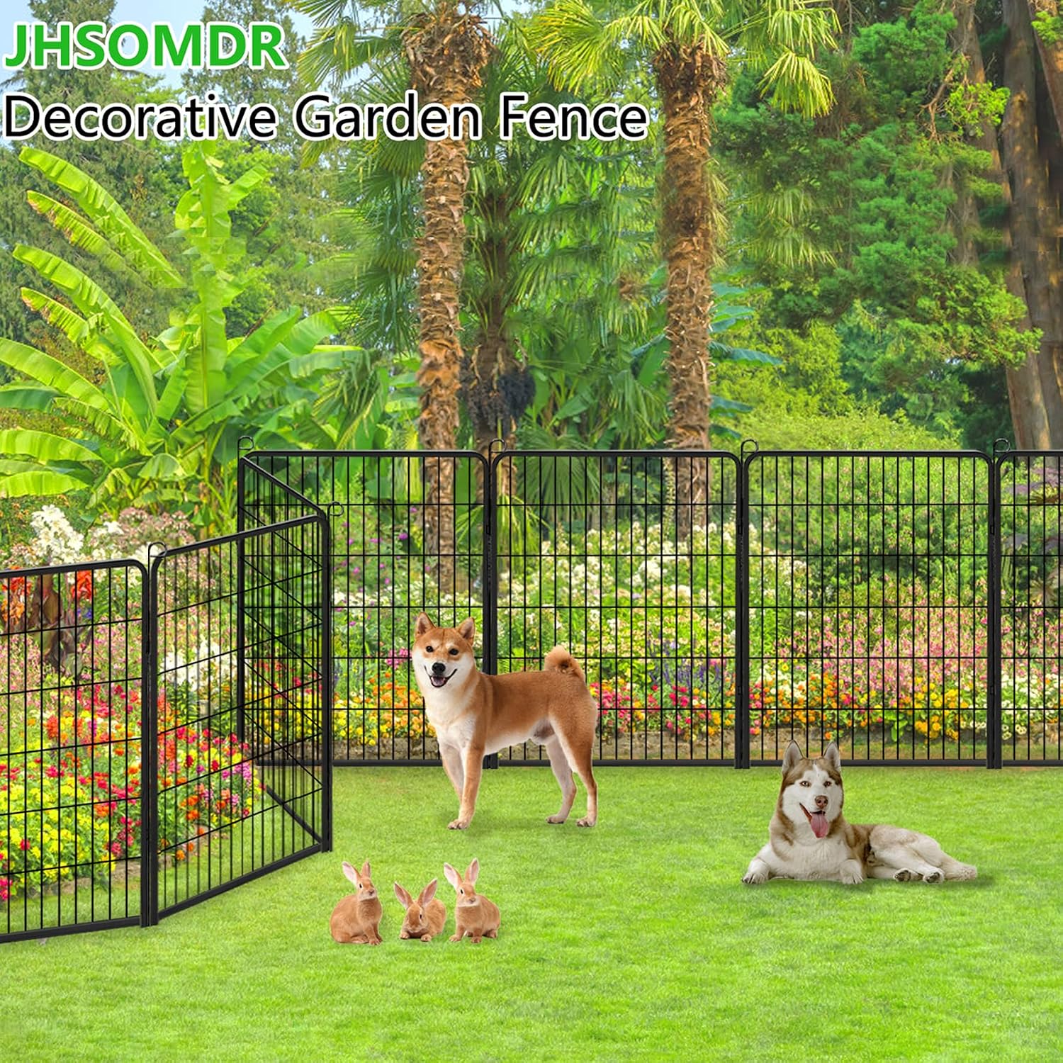 Decorative Metal Garden Fence with Gate Dog Fence Outdoor for Yard, 40in(H) x 37Ft(L) No Dig Fence 14 Panels Fencing for Dogs Animal Barrier Fence Garden Fencing for Yard, Patio, Flower Bed