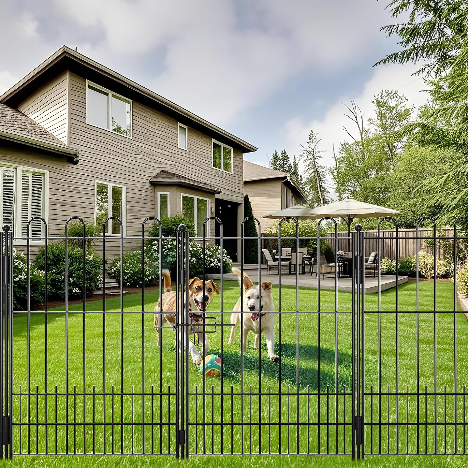 DurayLoly 10 Panels Garden Fence with Latch Gate, 39.51in (H) X 23.08ft(L) Animal Barrier Fence with 1in Gaps for Rabits, Tall Dog Fencing Outdoor for Yard, Flower Beds, Patios, Vegetable Patches