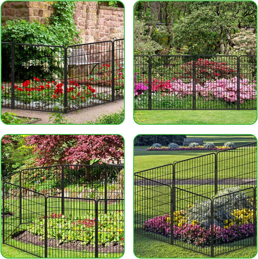 No Dig Decorative Garden Fence with Gate Rustproof Metal Fence Panels, 40in(H) x 75Ft(L) Garden Fencing for Yard 28 Panels Animal Barrier Fence for Dogs, Rabbit, Patio