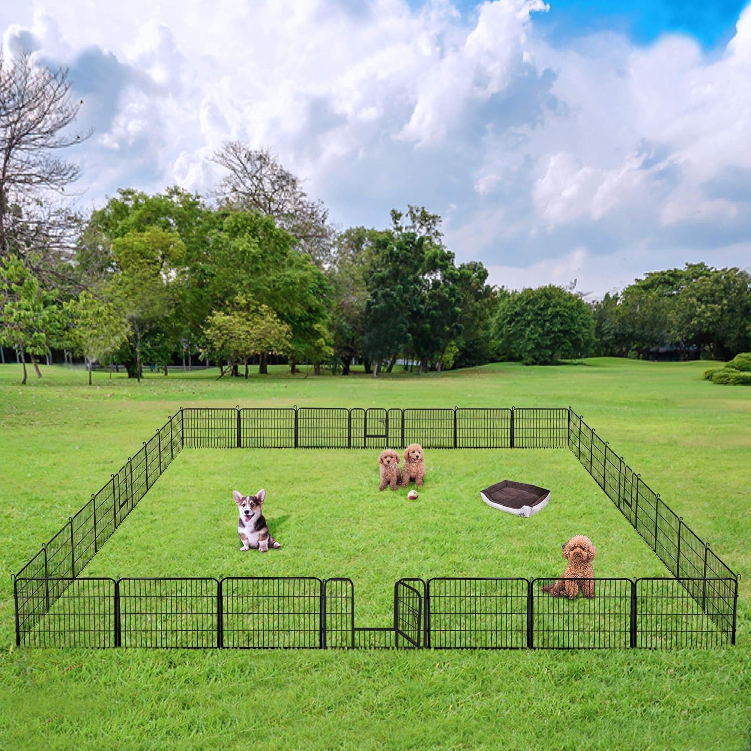 Yaheetech Dog Playpen Indoor, Extra Wide Outdoor Dog Fence Foldable Pet Puppy Exercise Pen for Yard/Garden/RV Camping, 32 Panels 24 Inch Height x 32 Inch Width