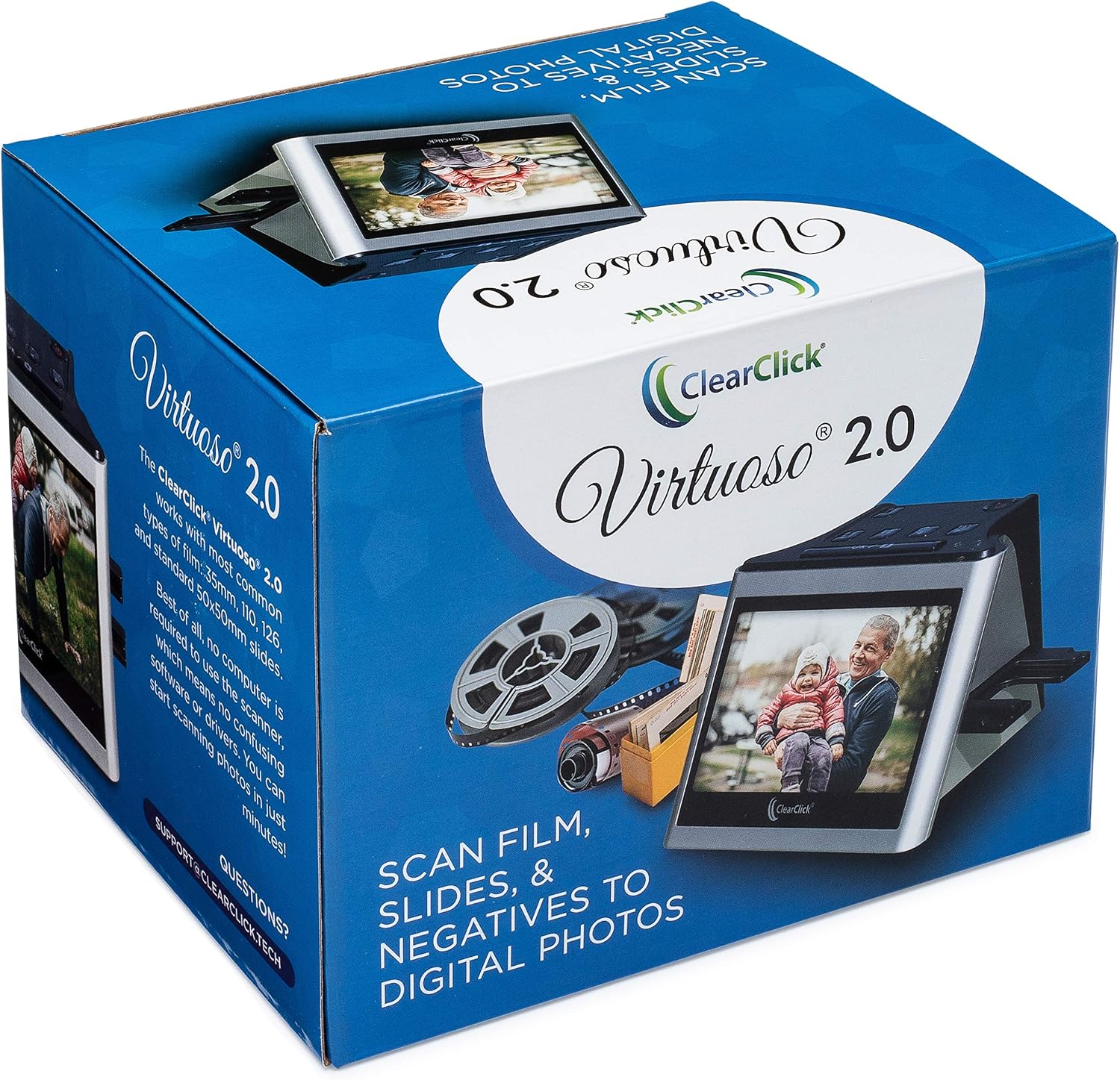 ClearClick Virtuoso 2.0 (Second Generation) 22MP Film & Slide Scanner with Extra Large 5' LCD Screen - Convert 35mm, 110, 126 Slides and Negatives to Digital Photos