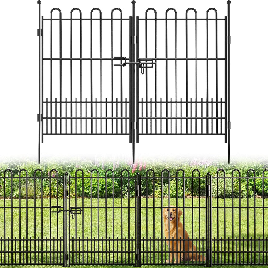 DurayLoly 10 Panels Garden Fence with Latch Gate, 39.51in (H) X 23.08ft(L) Animal Barrier Fence with 1in Gaps for Rabits, Tall Dog Fencing Outdoor for Yard, Flower Beds, Patios, Vegetable Patches