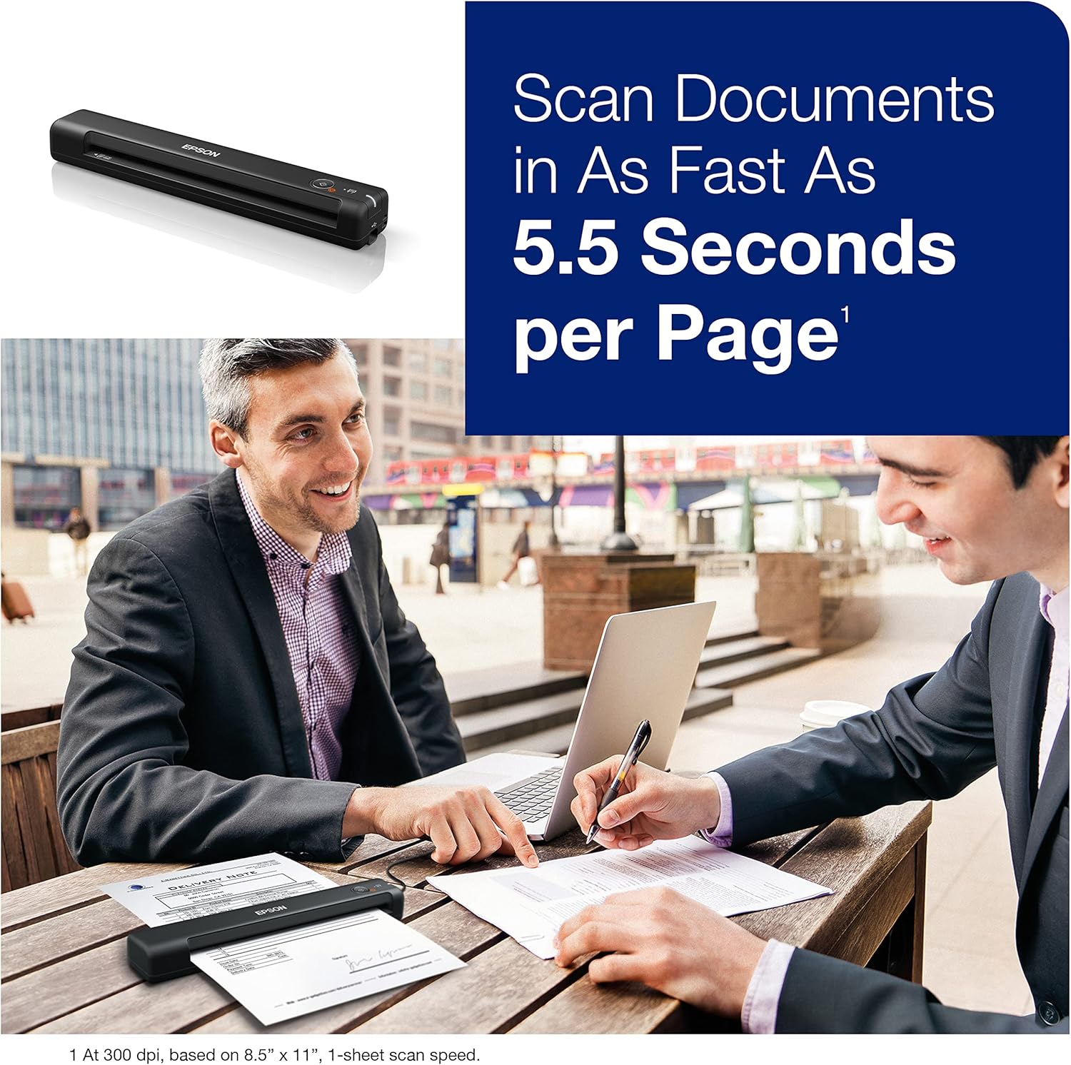 Epson Workforce ES-50 Compact Portable Single-Sheet-Fed Receipt and Document Scanner for Computers Including PC and Mac, USB Powered