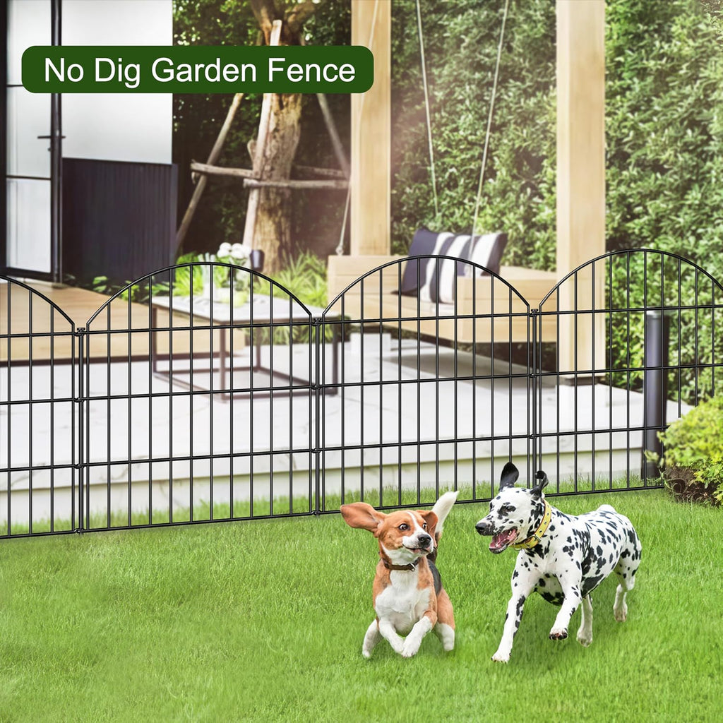 FOREHOGAR Metal Garden Fence 28in (H) x 37.3ft (L), 16 Panels + 17 Stakes Dog Fences Border Fence Animal Barrier, No Dig Garden Fencing for Yard Flower Bed Patio Outdoor, CTW2816 Black