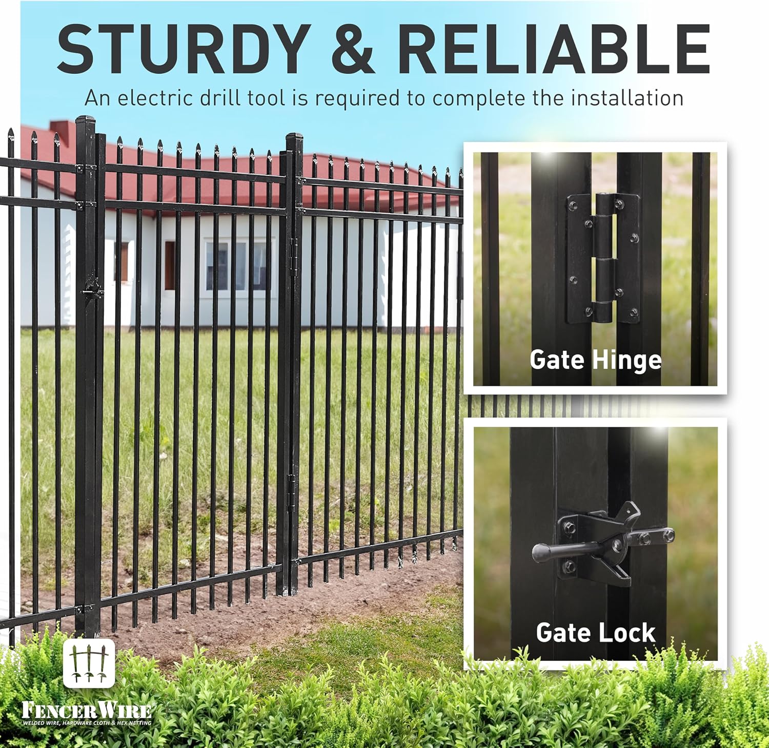Fencer Wire Heavy Duty Arc Fence Gate, 6FT Height x 4FT Width Outdoor Fence Gate, Outdoor Anti-Rust Metal Steel Gate for Fencing Barrier, Decorative Garden Gate for Residential, Yard, Pool, Patio