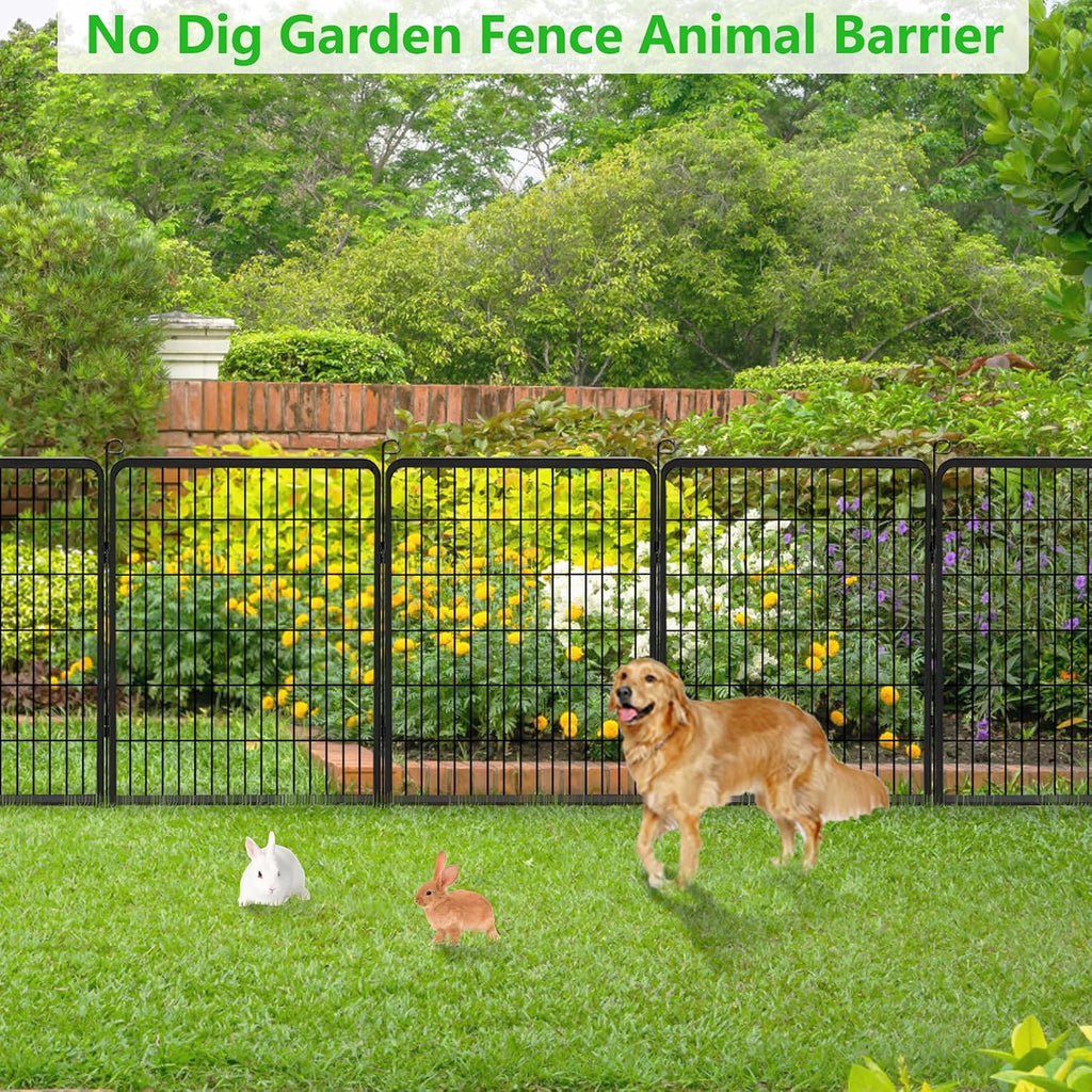 No Dig Decorative Garden Fence with Gate Rustproof Metal Fence Panels, 40in(H) x 75Ft(L) Garden Fencing for Yard 28 Panels Animal Barrier Fence for Dogs, Rabbit, Patio