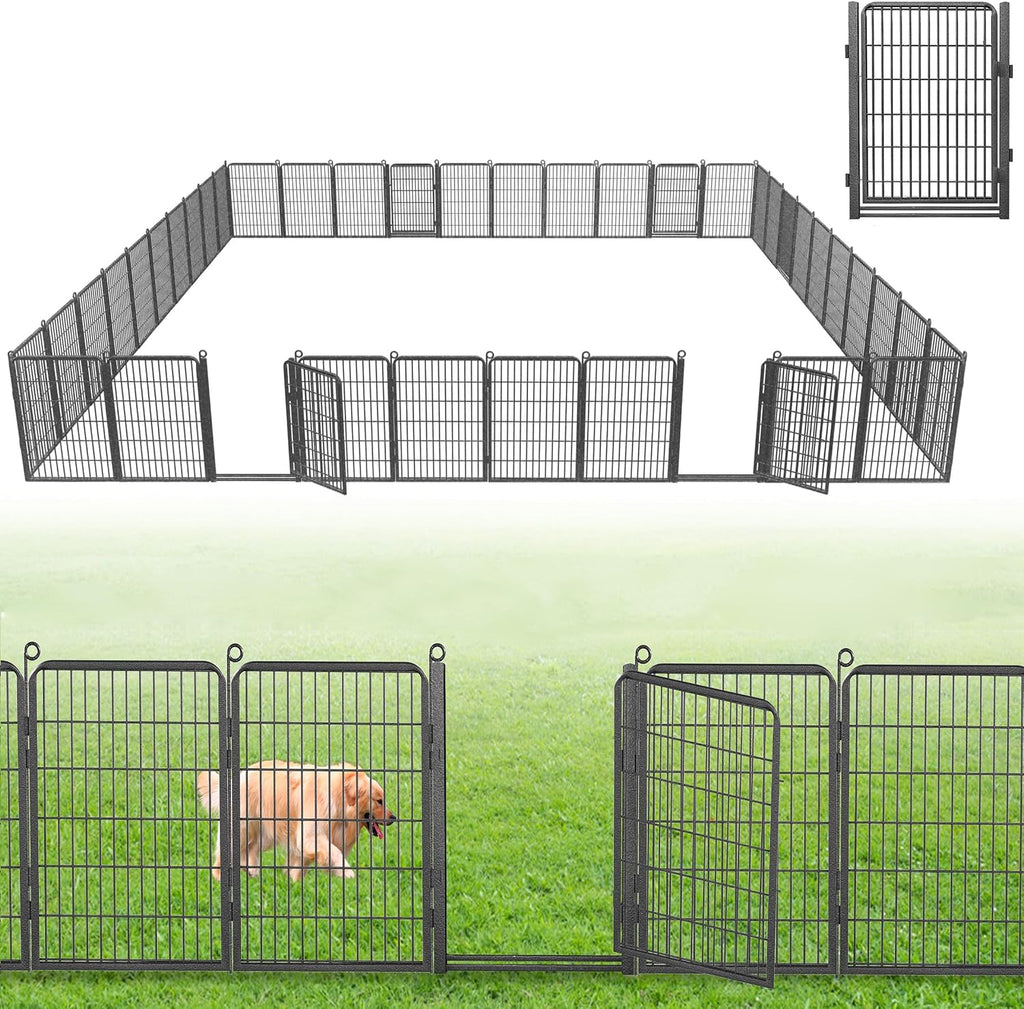 Decorative Garden Fence with Gate, 40 in(H) x 86 ft(L) Rustproof Metal Fence Panels No Dig Fence with Full Panel Gate, Dog Fence Outdoor for Yard, Animal Barrier Garden Fencing for Yard