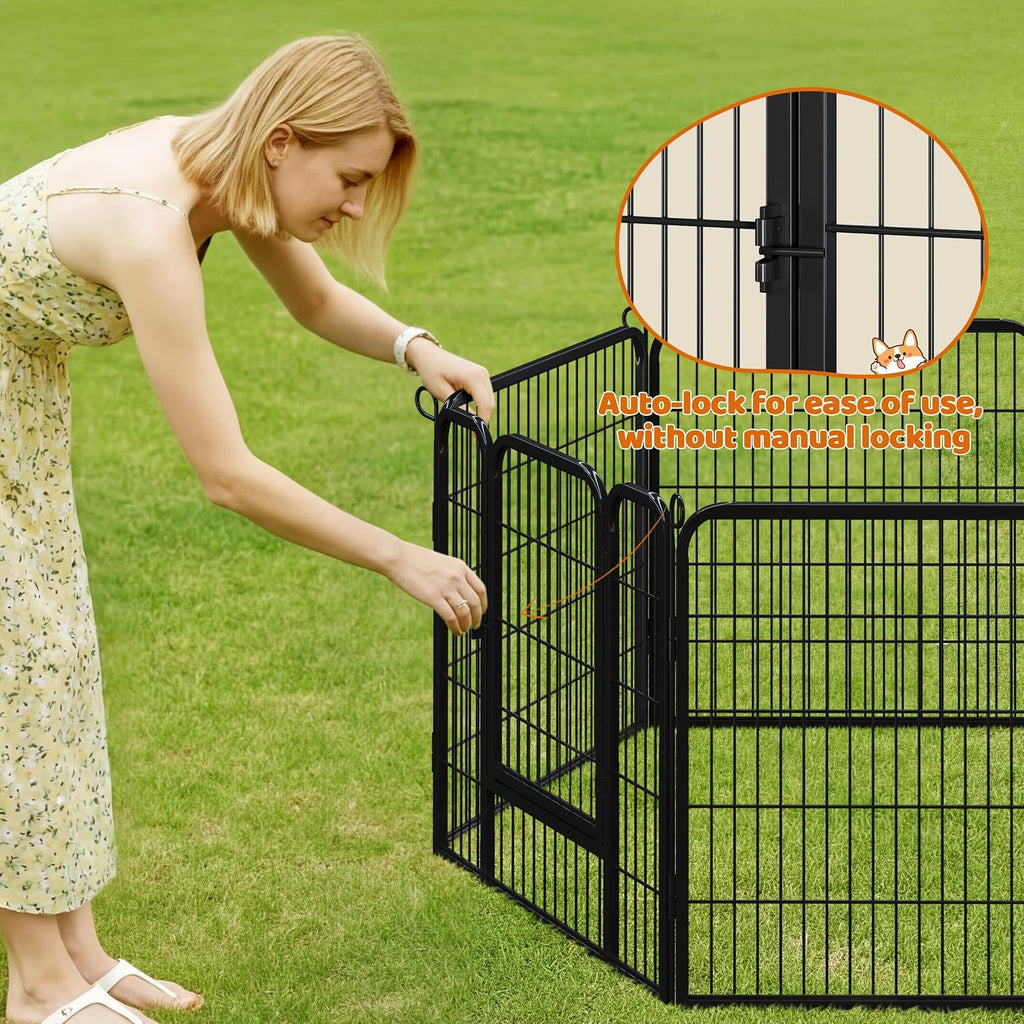 Yaheetech Dog Playpen Indoor, Extra Wide Outdoor Dog Fence Foldable Pet Puppy Exercise Pen for Yard/Garden/RV Camping, 24 Panels 32 Inch Height x 32 Inch Width
