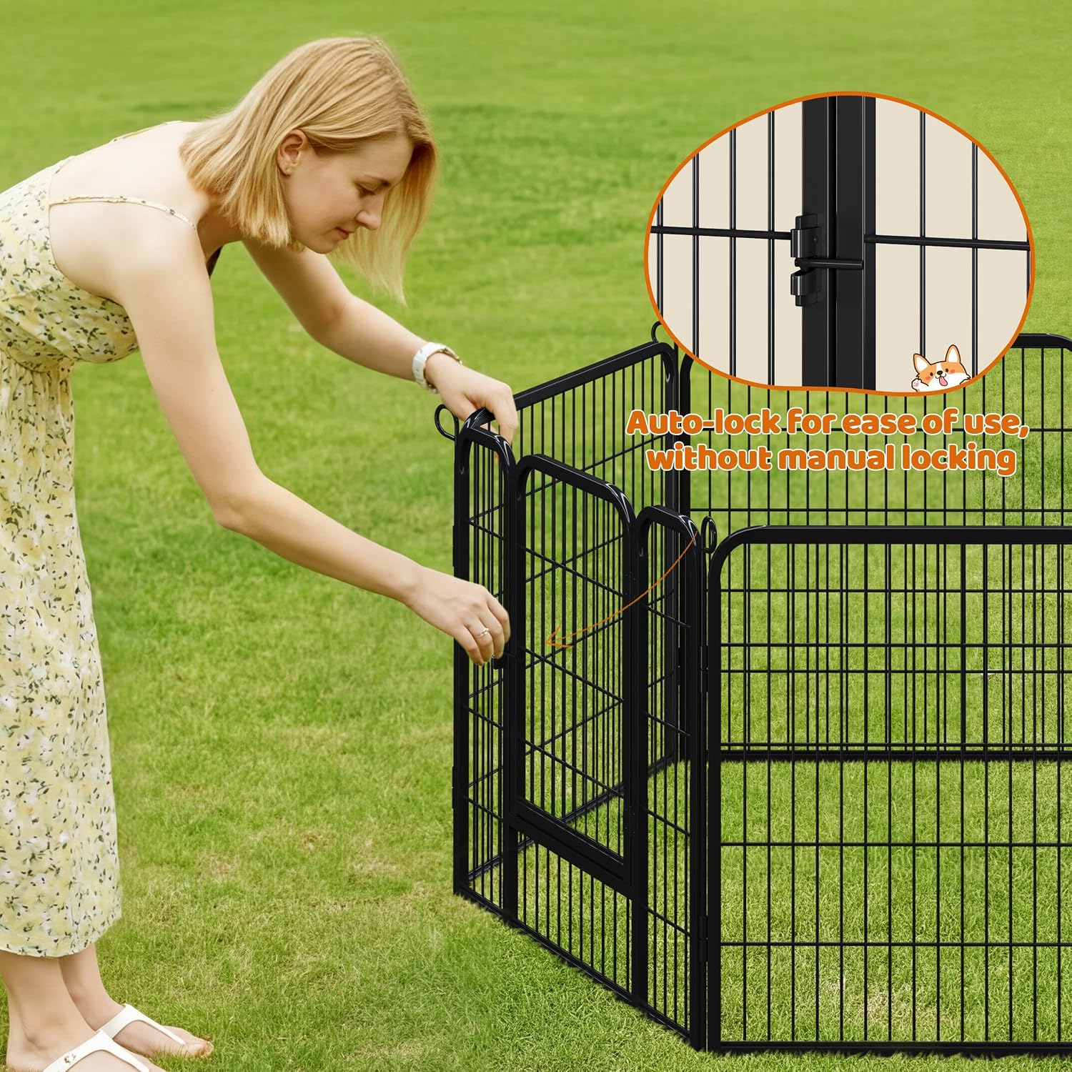 Yaheetech Dog Playpen Indoor, Extra Wide Outdoor Dog Fence Foldable Pet Puppy Exercise Pen for Yard/Garden/RV Camping, 24 Panels 32 Inch Height x 32 Inch Width