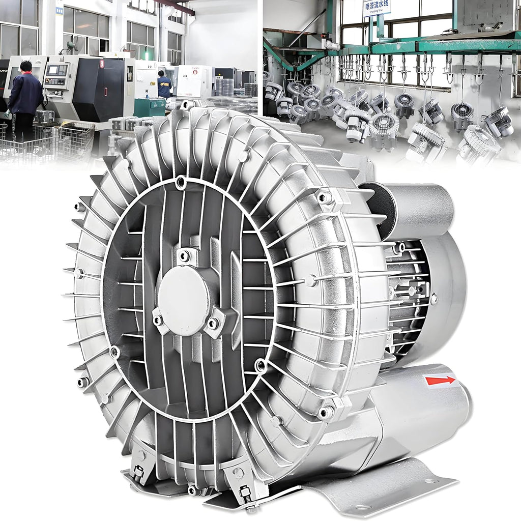 2 H P Regenerative Blower 240 CFM 1.5 kW Single Phase Vacuum Pump 110-220V Ring Blower for Industrial Air Blowing, Vacuum Systems, Aeration Replace, Aquaculture