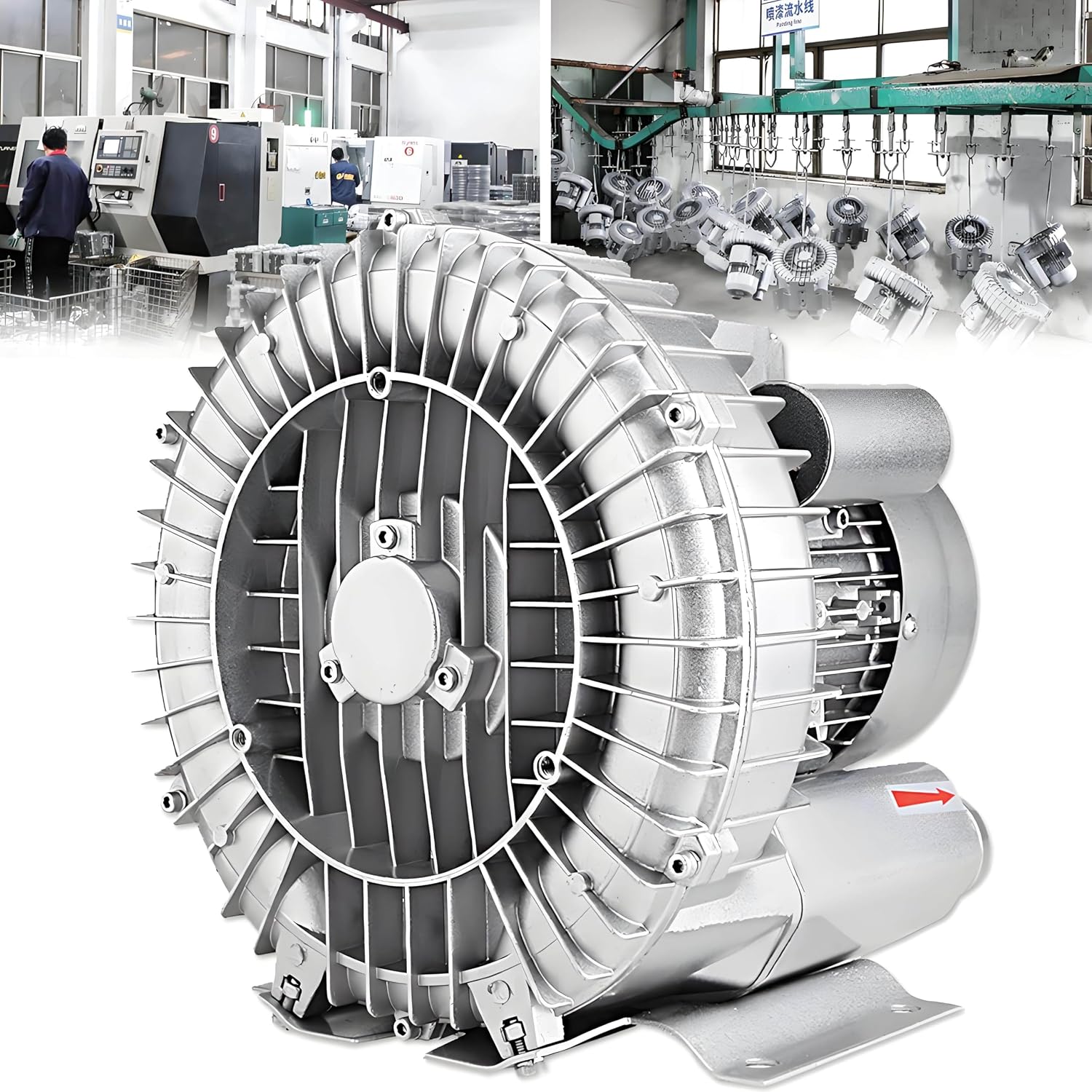 2 H P Regenerative Blower 240 CFM 1.5 kW Single Phase Vacuum Pump 110-220V Ring Blower for Industrial Air Blowing, Vacuum Systems, Aeration Replace, Aquaculture