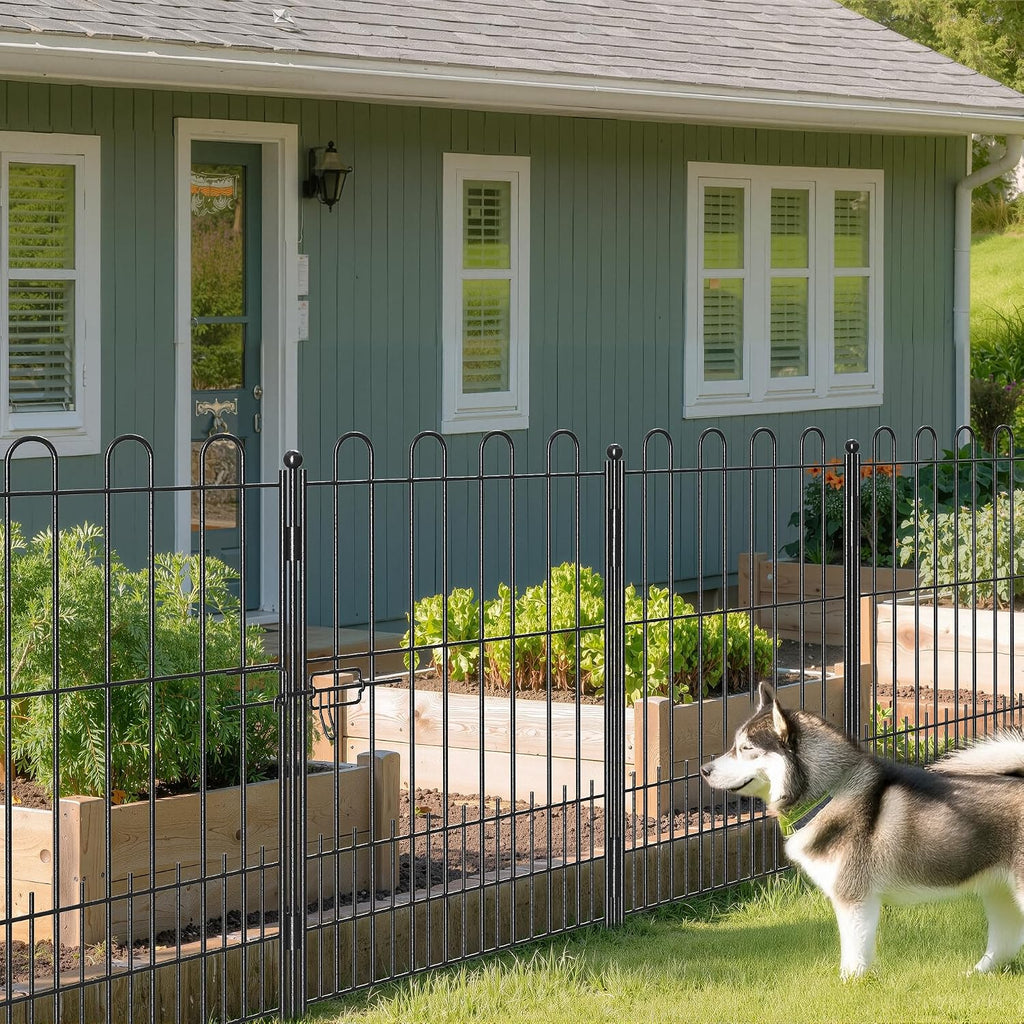 DurayLoly 10 Panels Garden Fence with Latch Gate, 39.51in (H) X 23.08ft(L) Animal Barrier Fence with 1in Gaps for Rabits, Tall Dog Fencing Outdoor for Yard, Flower Beds, Patios, Vegetable Patches