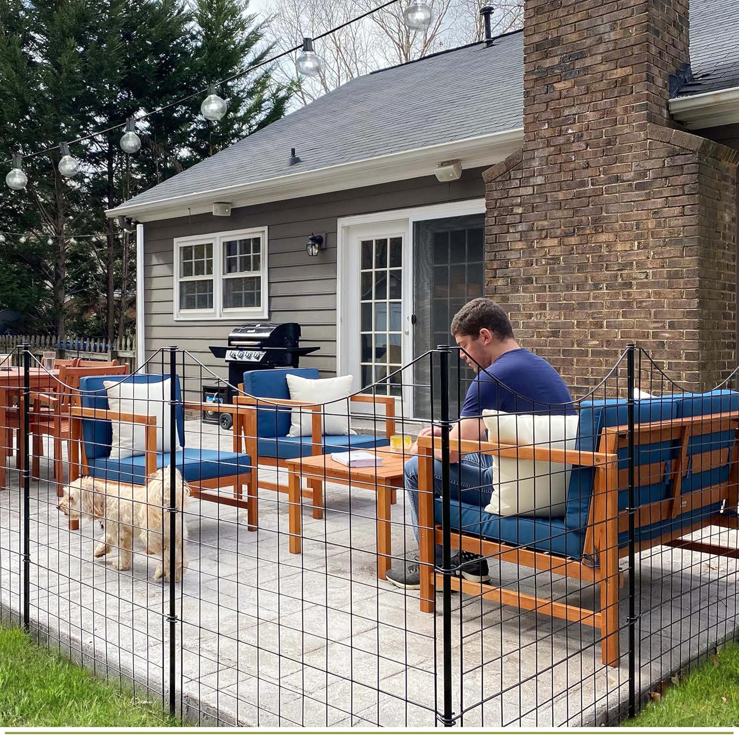 39in H (5 Fence Panels) No Dig Easy Install Zippity Black Metal Fence, Decorative Garden Barrier for Dogs, Temporary Animal Enclosure, Yard Border Panels, WF29006