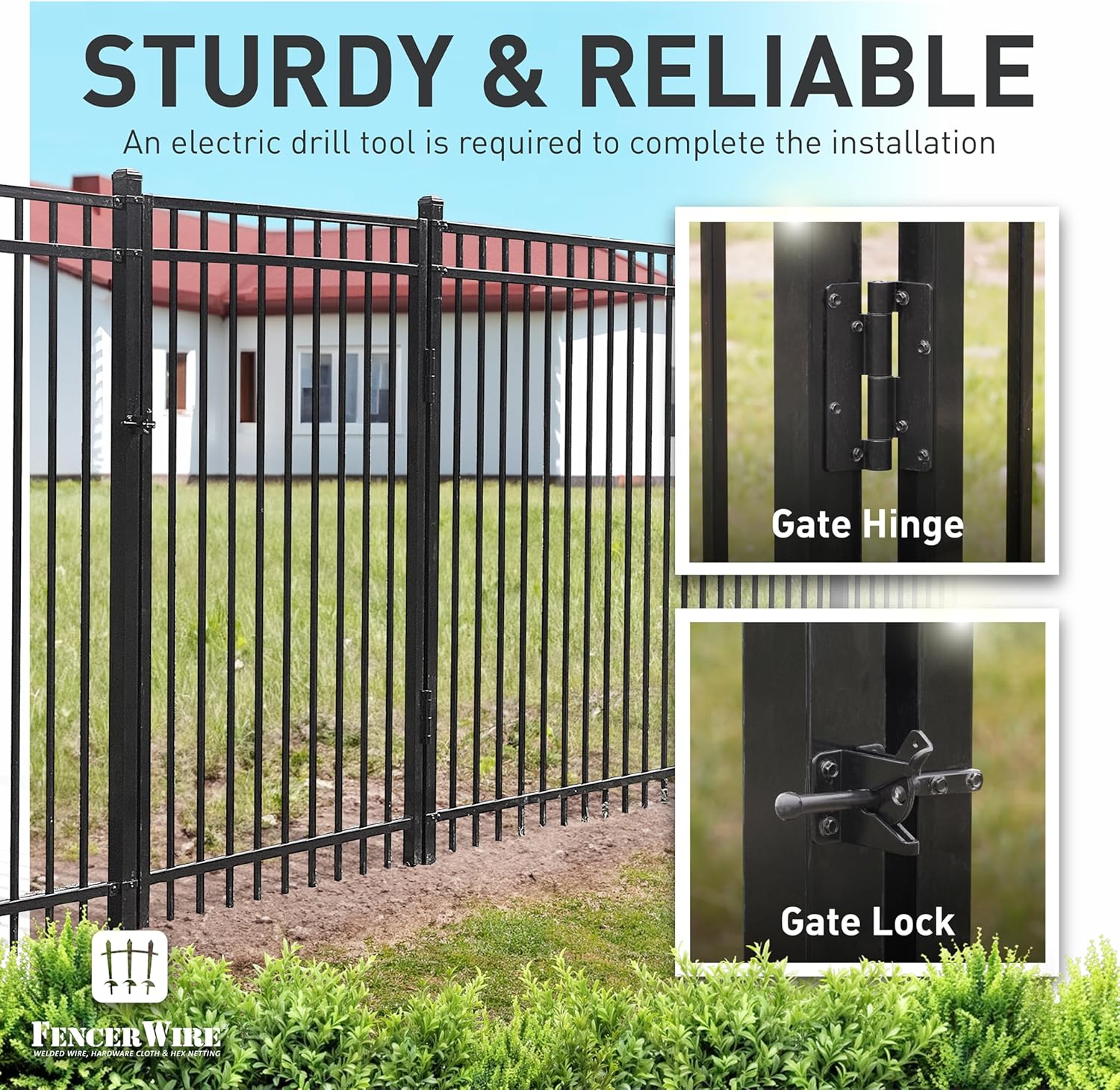 Fencer Wire Heavy Duty Arched Decorative Fence Gate, 4FT Height x 4FT Width Outdoor Fence Gate, Outdoor Anti-Rust Metal Steel Gate for Fencing Garden Barrier, with Gate Lock, Pack of 5