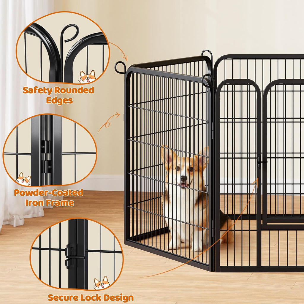 Yaheetech Dog Playpen Indoor, Extra Wide Outdoor Dog Fence Foldable Pet Puppy Exercise Pen for Yard/Garden/RV Camping, 24 Panels 32 Inch Height x 32 Inch Width
