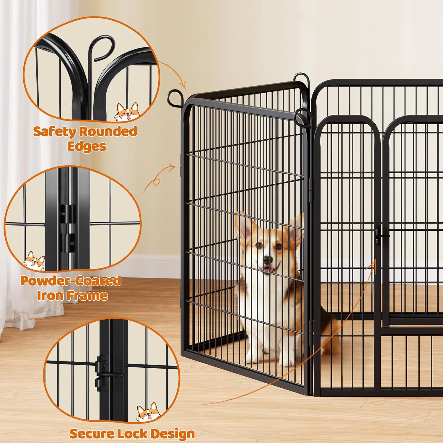 Yaheetech Dog Playpen Indoor, Extra Wide Outdoor Dog Fence Foldable Pet Puppy Exercise Pen for Yard/Garden/RV Camping, 24 Panels 32 Inch Height x 32 Inch Width